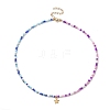 304 Stainless Steel Star Pendant Necklace with Glass Seed Beaded Chains for Women NJEW-JN04290-1