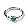 Heart Natural Green Onyx Agate Adjustable Rings RJEW-Q818-02P-04-3