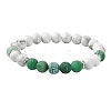 3Pcs 3 Color Natural Dyed Crackle Agate & Howlite Round Beaded Stretch Bracelets BJEW-TA00449-3