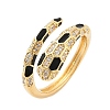 Brass Micro Pave Clear Cubic Zirconia Cuff Rings for Women RJEW-P132-01G-4