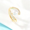 Brass Micro Pave Cubic Zirconia Finger Rings for Women RJEW-D340-02G-03-1