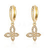 Clear Cubic Zirconia Butterfly Dangle Hoop Earrings EJEW-OY001-20G-1