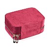 Italian Velvet Double Layers Jewelry Set Storage Zipper Boxes with Mirror Inside CON-G023-09E-2