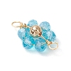 7Pcs 7 Colors Electroplate AB Color Transparent Glass Faceted Rondelle & Brass Round Beaded Flower Connector Charms PALLOY-JF03466-4
