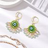 Handmade Evil Eye Lampwork Leberback Earrings EJEW-MZ00352-01-1