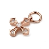 Brass Micro Pave Cubic Zirconia Tiny Cross Charms ZIRC-G128-04RG-1-2