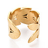 Leaf 304 Stainless Steel Cuff Ring Components X-STAS-T066-61G-3