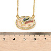 Brass Micro Pave Cubic Zirconia Star Oval Pendant Necklaces NJEW-R018-04G-02-6