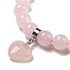 8.5mm Round Natural Rose Quartz Beaded Stretch Bracelets BJEW-C074-01L-3