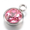304 Stainless Steel Glass Rhinestone Charms X-STAS-G082-11-2