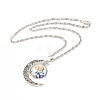 Glass Religion Fairy with Crescent Moon Pendant Necklace NJEW-P270-01C-2