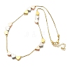 Brass Triple Color Heart Beaded Box Chain Necklaces NJEW-H057-01-4