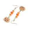 Halloween Gingerbread Man/Pumpkin/Witch Hat Alloy Enamel Dangle Earrings for Women EJEW-JE05897-5