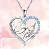 Heart with Dolphin Alloy Rhinestone Pendant Necklaces & Dangle Earrings Sets for Women FS-WGEAD9B-01-2