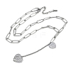 304 Stainless Steel Heart Tassel Pendant Paperclip Chain Necklaces NJEW-I129-04P-2