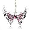 Antique Silver Plated Alloy Rhinestone Butterfly Pendants ALRI-N020-03-1