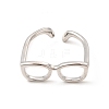 Brass Glasses Frame Open Cuff Ring for Women RJEW-F140-140P-1
