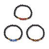 Natural & Synthetic Gemstone Round Beaded Stretch Bracelets for Men Women BJEW-JB12263-2