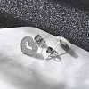 304 Stainless Steel Micro Pave Clear Cubic Zirconia Stud Earrings STAS-Z107-01P-04-3