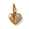304 Stainless Steel Micro Pave Clear Cubic Zirconia Charms CU-CBA703A-04G-02-1