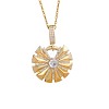 Brass Micro Pave Clear Cubic Zirconia Pendant 304 Stainless Steel Cable Chain Necklaces for Women WGB3057-03-2