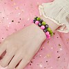 Green Yellow Natural Yellow Jade Round Beaded Stretch Bracelet BJEW-SW00077-06-5