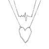 Double Layer Alloy ECG & Heart Pendant Necklaces for Women WGD710A-02-1