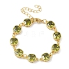 Square Brass Pave Cubic Zirconia Link Chain Bracelets for Women BJEW-P385-08G-07-1