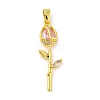 Rose Flower for Valentine's Day Real 18K Gold Plated Rack Plating Brass Micro Pave Cubic Zirconia Pendants KK-R153-01D-G-1