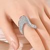 Brass Micro Pave Clear Cubic Zirconia Cuff Open Rings for Women RJEW-L343-15P-1