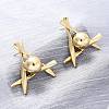 Triangle with Round Brass Stud Earrings EJEW-R025-06G-2
