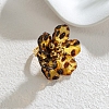 Flower 304 Stainless Steel Finger Rings for Women RJEW-A294-04G-1