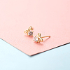 Brass Micro Pave Clear Cubic Zirconia Stud Earrings FS-WGE47D1-11-1