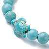 Synthetic Turquoise Turtle Beaded Stretch Bracelet BJEW-JB09699-03-3