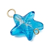 Starfish Gradient Color Baking Paint Transparent Glass Connector Charms PALLOY-JF03277-01-4