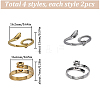 SUNNYCLUE 8pcs 2 style Octopus Alloy & Steel Cuff Rings Sets RJEW-SC0001-18-2