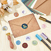 Brass Wax Seal Stamps with Rosewood Handle AJEW-WH0412-0127-4