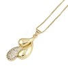 Brass Micro Pave Clear Cubic Zirconia Pendant Box Chain Necklaces for Women NJEW-U015-08G-03-2