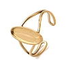 Oval 304 Stainless Steel Open Cuff Bangle Makings with Bezel Tray SA-CBABF3F-02G-02-2