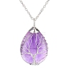 Natural Amethyst Teardrop Pendant Necklace PW-WG91066-11-1