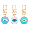 DICOSMETIC 3Pcs 3 Colors Flat Round with Evil Eye Alloy Enamel Pendant Decoration KEYC-DC0001-23-1