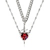 2Pcs Sword & Heart Zinc Alloy Light Siam Rhinestone Pendant Double Layer Necklaces for Women FS-WG484C5-02-3