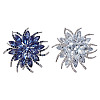 2Pcs 2 Colors Flower Alloy Glass Rhinestone Lapel Pins for Wedding Party JEWB-DR0001-07C-1