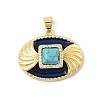 Brass Pave Synthetic Turquoise Pendants KK-U047-20G-01-1