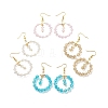 Glass Braided Ring Dangle Earrings EJEW-JE04983-1