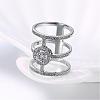 Brass Cubic Zirconia Hollow Three Loops Finger Rings For Party RJEW-BB16279-7P-4