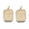 Brass Micro Pave Clear Cubic Zirconia Pendants KK-S356-234Y-G-NF-1