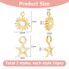 20Pcs 2 Styles Brass Charms KK-HS0015-55-2