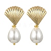 Teardrop Shell Pearl Bead Stud Earrings EJEW-JE07105-02-3