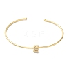 Rack Plating Brass Micro Pave Clear Cubic Zirconia Letter Open Cuff Bangles BJEW-A018-01G-E-2